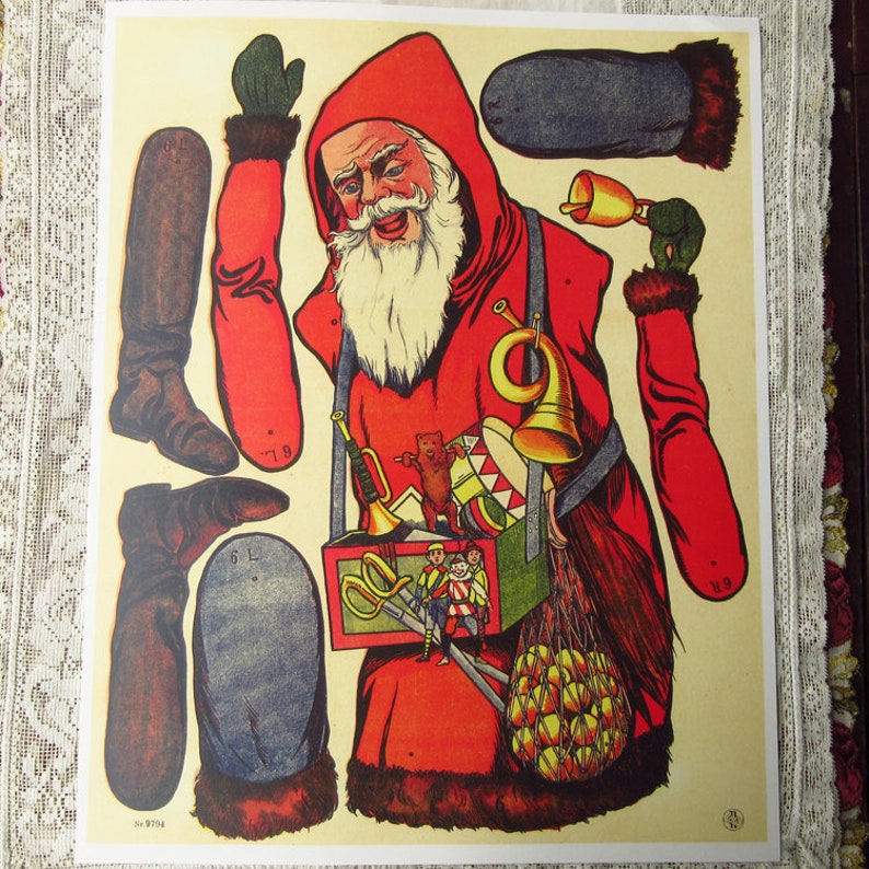 Germany Reprint Circa 1905 Santa Claus Jumping Jack Jumbo Sheet image 1