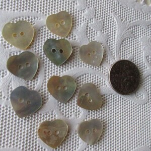 10 Heart Shaped Shell Buttons Mother of Pearl Button 1/2 T - Etsy