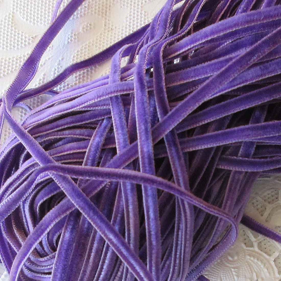Sewing String Ribbon 10 Yards Narrow Velvet Ribbon Sewing Trim Purple 1/8
