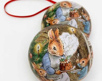 From England Tin Metal Easter Egg Box Peter Rabbit in the Garden
