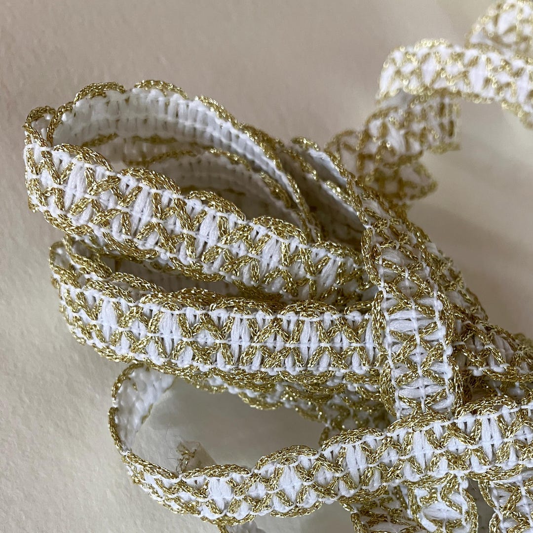 From Holland 4 Yards Netherlands Dutch White and Gold Metallic Trim ...