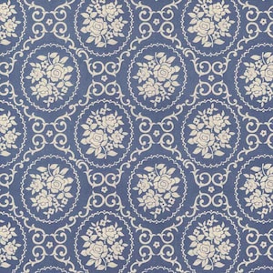 2 Sheets Italian Blue Oval Florals Print Paper ~ Carta Varese Italy  IPV887 x2