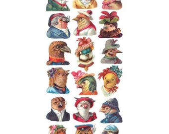 3 Sheets Self Adhesive Bird Characters Stickers STKC44