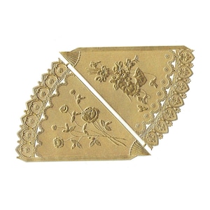 From Germany Dresden Trim Paper Foil 2 Fancy Gold Floral Cornucopias Cones DF1215G MB
