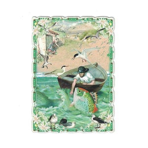 5 postales de Alemania El pescador y su esposa Cuento de hadas Cinco tarjetas alemanas a juego PK8038