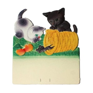 Vintage Germany Calendar Top Pressed Paper Cardboard Cats With Mouse Basket Old Store Stock CTOP-25