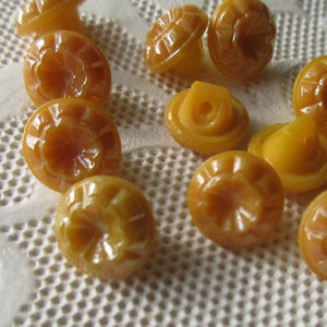 12 Vintage 1960s Russia Glass Buttons Handmade Butterscotch Glass Button Russian USSR R-19