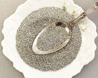 From Germany Glass Glitter 2 Ounces Silver In Jar Fine Grit ~ GG90-SIL