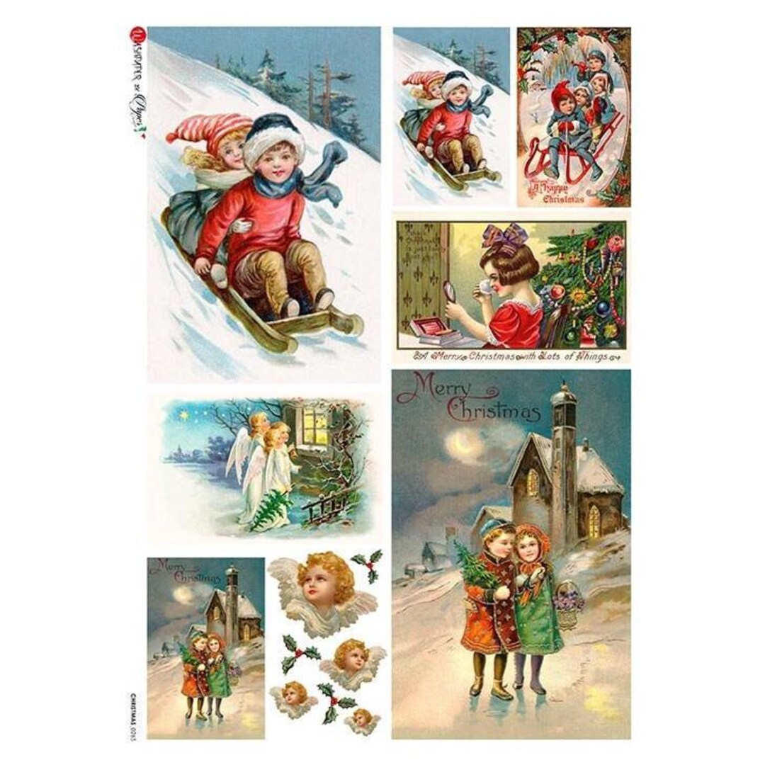From Italy Italian Rice Paper Decoupage Sheet Children Christmas RCP-CH ...