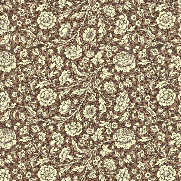 2 Sheets Italian Small Brown Floral Print Paper ~ Carta Varese Italy  IPV838BR x2