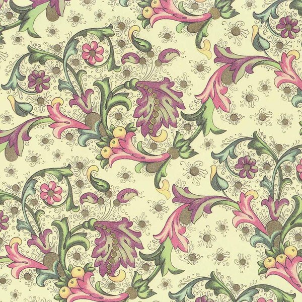 2 Sheets Italy Authentic Florentine Paper Traditional Print Leaf & Fruit  IPM025 x2