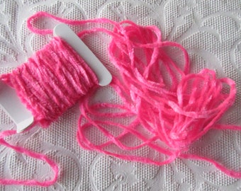 15 Feet Tiny 2mm Bright Pink Rayon Chenille Cording 5 Yards Perfect For Doll Clothes Miniatures