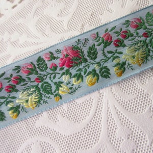 4 Yards Vintage Japan Floral Rayon Trim 1-1/4" Rayon Jacquard Ribbon  ARM