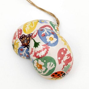 England Tin Metal Easter Egg Stamped Look Box Ornament 2-3/4&quot; Nostalgic Craft Storage TEG245