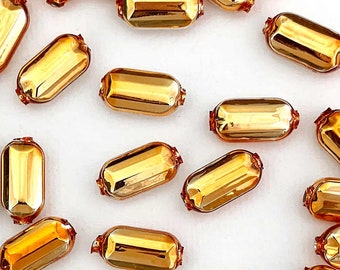 16 Czech Copper Emerald Cut Blown Glass Christmas Garland Beads 20mm GB036C x2