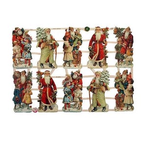 Germany Paper Lithographed Die Cut Scraps Victorian Christmas Santa Claus 7313
