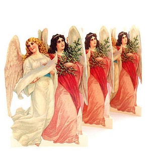 Fold Out Sweden Paper Running Frieze Lithograph Die Cut Christmas Angels Tabletop Garland  FRZ32