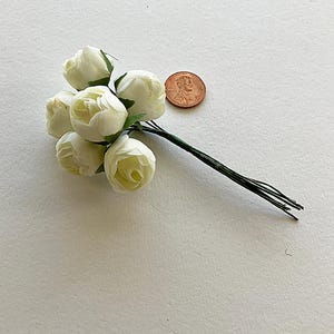 Austria Fabric Millinery Flowers 6 Icy White Ranunculus NAT62W