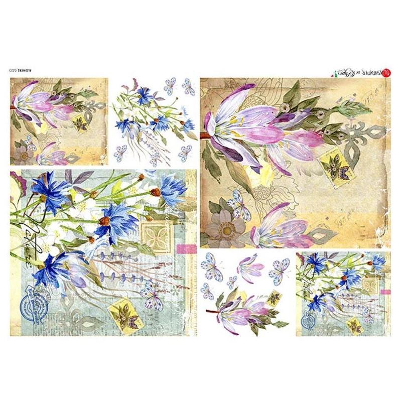 From Italy 2 Sheets Italian Rice Paper Decoupage Mixed Flowers RCP-FL ...