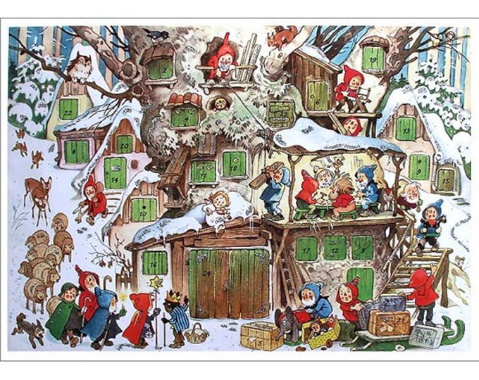 Advent Calendar Germany Christmas Tree Stump Elves ADV10393 Etsy