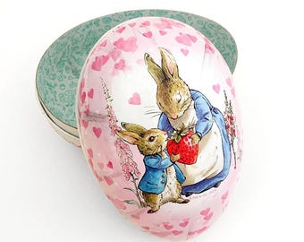 New 6” Germany Peter Rabbit Papier Paper Mache Easter Egg Box