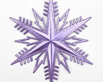 4 Dresden Classic Snowflakes Stars Paper Foil Light Purple Germany Die Cut Christmas DF8408LPU x4