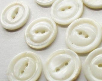 Set Of 23 Vintage Ring Edge Shell Buttons Mother Of Pearl Nacre Button 3/4" S-6