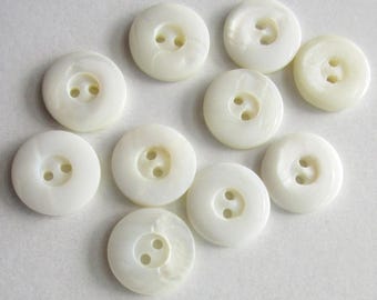 10 Vintage Mother Of Pearl Nacre Buttons Ivory Shell Buttons G02