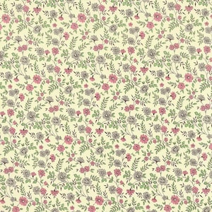 2 Sheets Gray And Pink Petite Calico Floral Print Italian Paper ~ Carta Varese Italy  IPV817PG x2