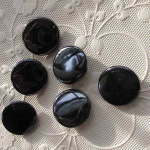 6 Vintage 1960s Czech Glass Buttons Handmade Black Czechoslovakia  #ZZZ4