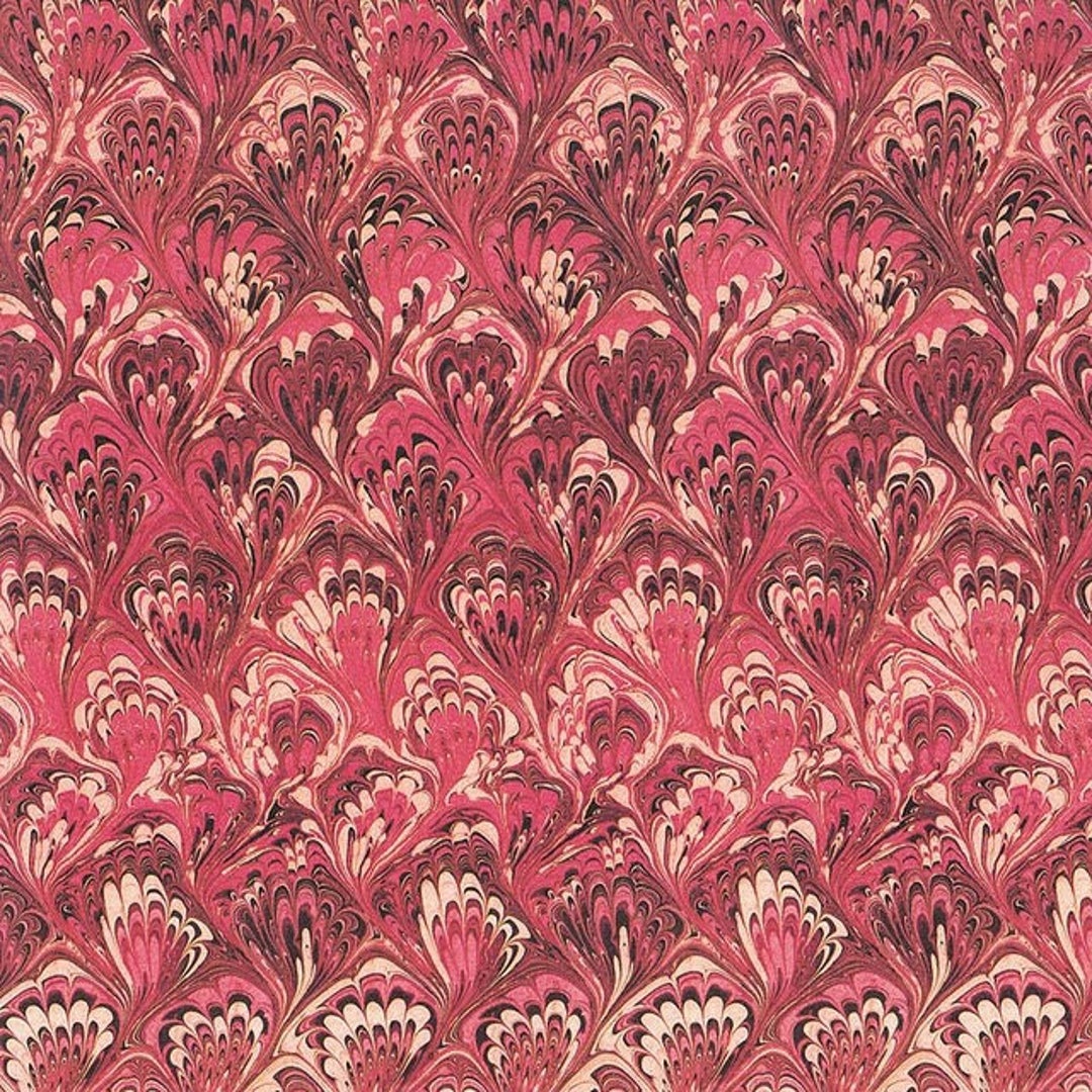 2 Sheets Italian Paper Classic Pulled Feathers in Reds Tassotti Italy