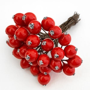 Czech Millinery Red Currants Berry Fruit Red Rose Hips 36 Peps MNCZ-71