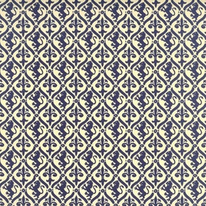 2 Sheets Blue Griffin and Lily Print Italian Paper ~ Carta Varese Italy IPV820B x2