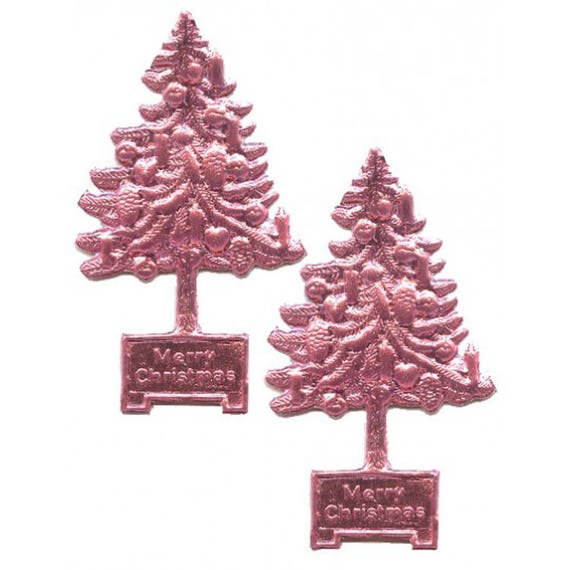 Dresden Pink Paper Foil Die Cut Christmas Trees Germany Dresden Pink Paper Foil Die Cut Christmas Trees Germany