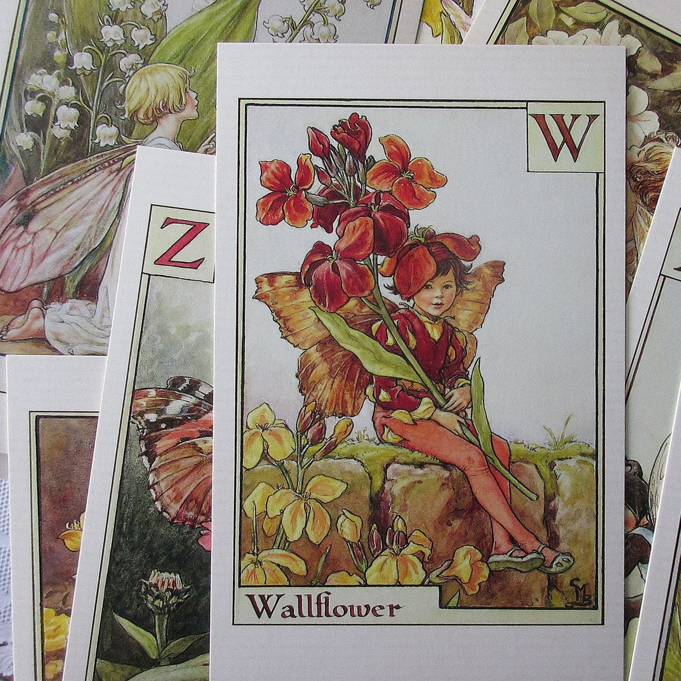 From England 24 Flower Fairy Alphabet Postcards Complete Set of