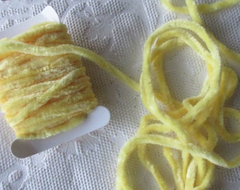 15 Feet Tiny 2mm Yellow Rayon Chenille Cording 5 Yards Perfect For Doll Clothes Miniatures