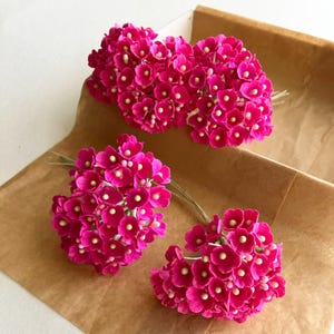 2 Bouquets Forget Me Nots Old Fashioned Millinery Flowers in Bright Pink x2