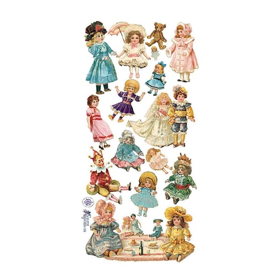 3 Sheets Self Adhesive Dolls Stickers Colorful Scrapbooking