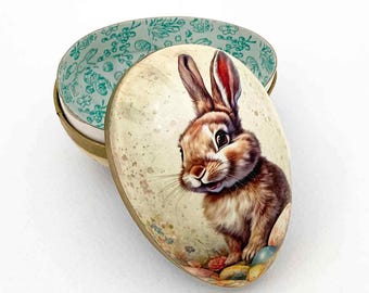 New 6” Germany Peter Rabbit Paper Mache Easter Egg Box Beatrix