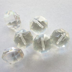6 Vintage Czech Glass Buttons Handmade Clear Glass Czechoslovakia #DD