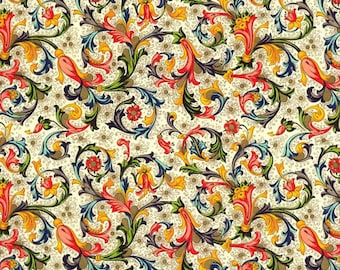 2 Sheets Traditional Floral Florentine Print Paper ~ Rossi Italy IPR114 x2