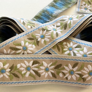 4 Yards Czech Edelweiss Jacquard Sewing Ribbon 1&quot; Wide Folk Costume Trim IT506
