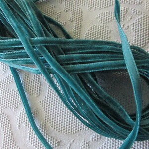 10 Yards Tiny Velvet Ribbon Trim Sapphire Blue 1/8” Wide