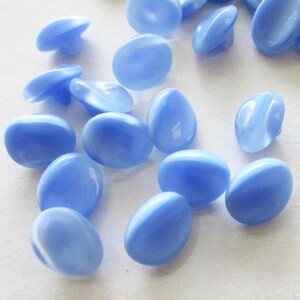 12 Vintage Czech Glass Buttons Handmade Blue Glass Czechoslovakia NB-15