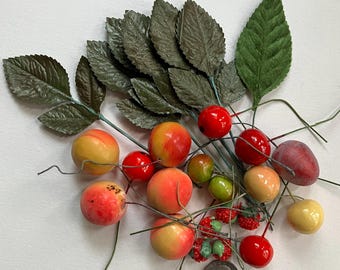 Vintage Fruits Germany Czech Old Stock Millinery Leaves Mixed Colors/Sizes MixD