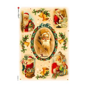 From Italy 2 Sheets Italian Rice Paper Decoupage Santa Claus Christmas RCP-Ch-223 x2