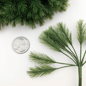 From Austria 24 Tiny Fabric Pine Sprigs Millinery Leaves NAL-P-3 x2