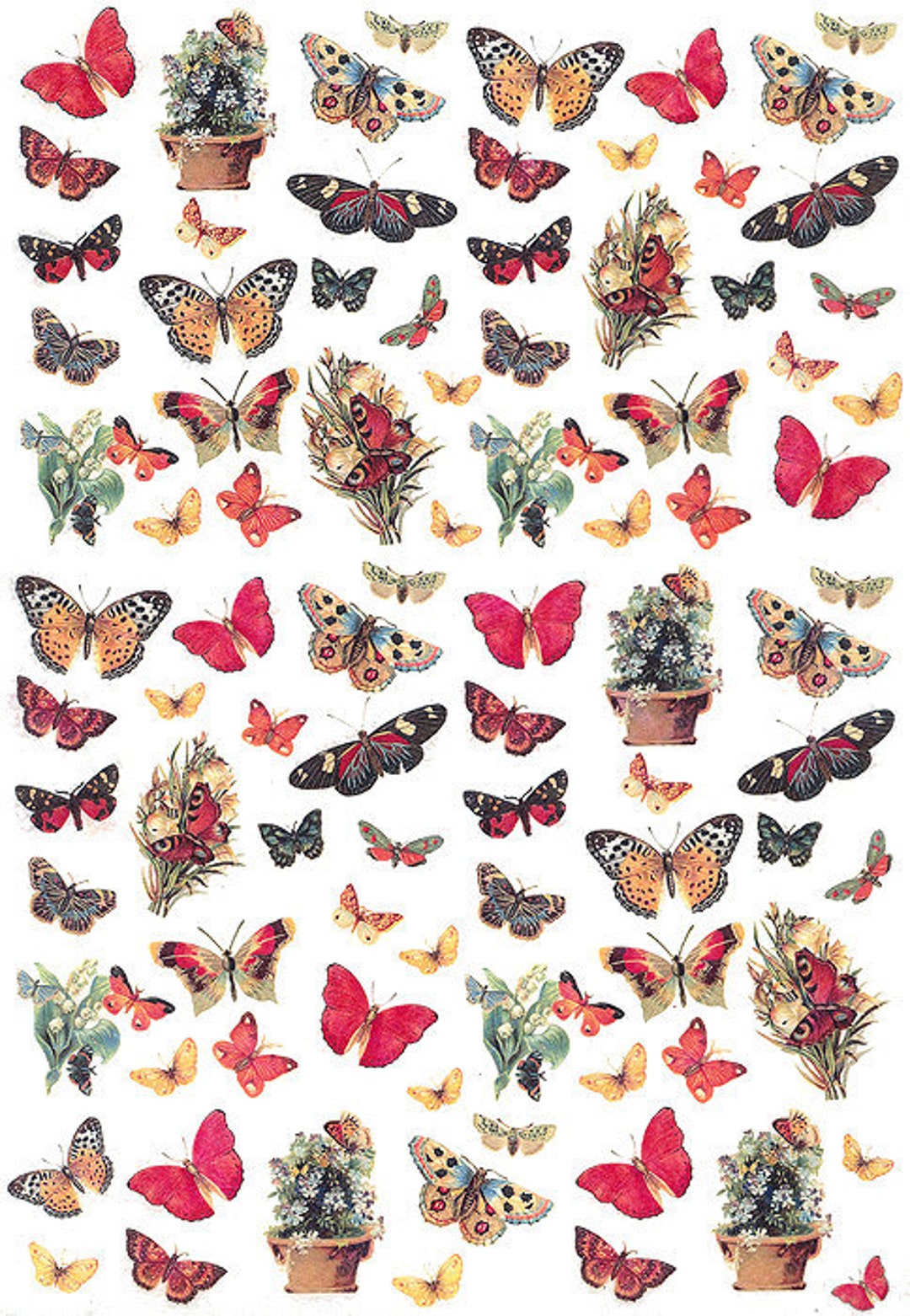From Italy 2 Sheets Italian Rice Paper Decoupage Petite Butterflies RCP ...