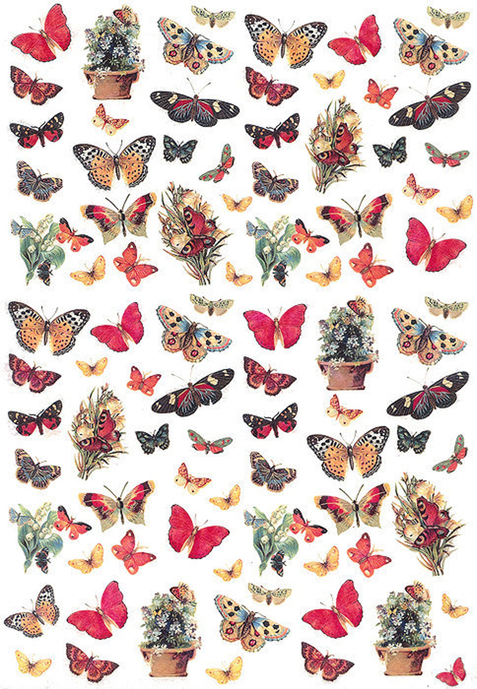 From Italy 2 Sheets Italian Rice Paper Decoupage Petite Butterflies RCP ...