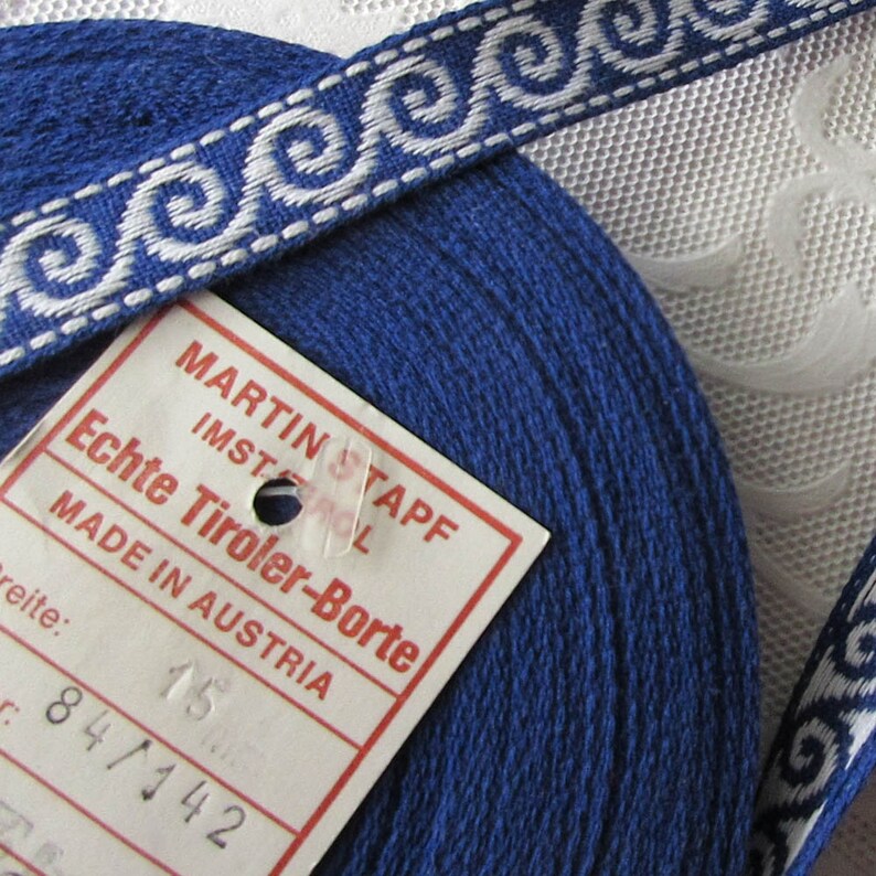 1 Yard Vintage Austria Authentic Cotton Dirndl Trim Jacquard Fancy Woven Ribbon 15mm Wide AS-101 image 2